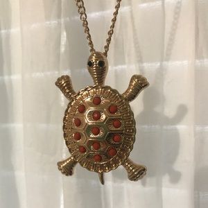 LOFT Long Sea Turtle Necklace with Coral Beads